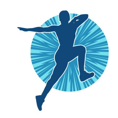 Zayıf kadın silueti egzersiz yapıyor. Spor yapan, spor yapan bir kadının silüeti.. 