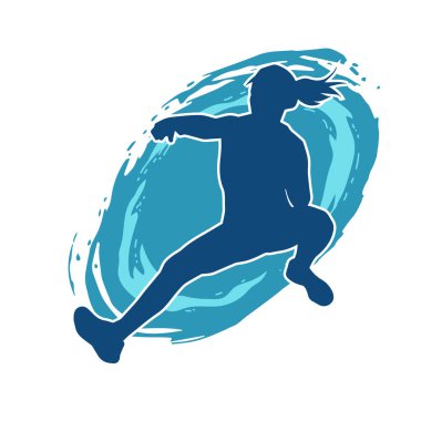 Hareketli bir kadın dansçının silueti. Dans eden zayıf bir kadının silueti..