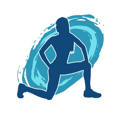 Zayıf kadın silueti egzersiz yapıyor. Spor yapan, spor yapan bir kadının silüeti.. 
