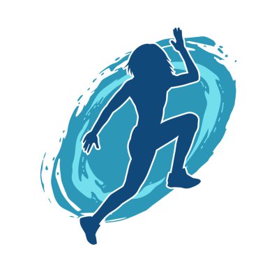 Zayıf kadın silueti egzersiz yapıyor. Spor yapan, spor yapan bir kadının silüeti.. 