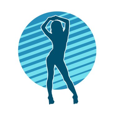 Dar kıyafetli genç, zayıf bir kadın modelin silueti. Dişi poziyonunda zayıf bir kadının silueti..