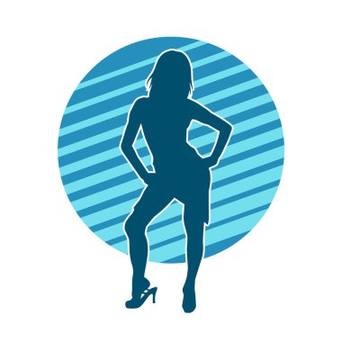 Dans eden zayıf bir kadının silueti. Dans eden bir kadının silueti.