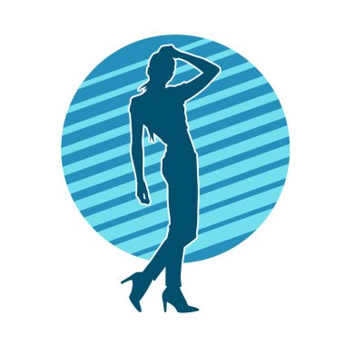 Dans eden zayıf bir kadının silueti. Dans eden bir kadının silueti.