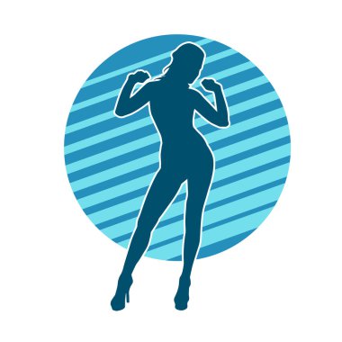 Dans eden zayıf bir kadının silueti. Dans eden bir kadının silueti.