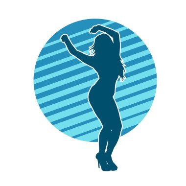 Dans eden zayıf bir kadının silueti. Dans eden bir kadının silueti.