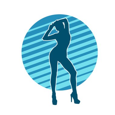 Dans eden zayıf bir kadının silueti. Dans eden bir kadının silueti.