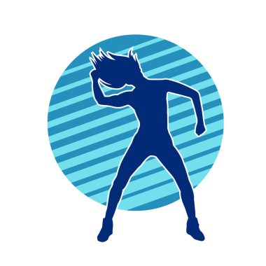 Dans eden zayıf bir kadının silueti. Dans eden bir kadının silueti.