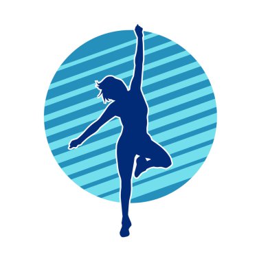 Dans eden zayıf bir kadının silueti. Dans eden bir kadının silueti.