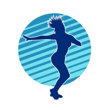 Dans eden zayıf bir kadının silueti. Dans eden bir kadının silueti.