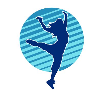 Dans eden zayıf bir kadının silueti. Dans eden bir kadının silueti.