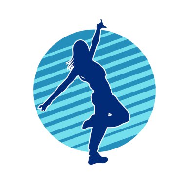 Dans eden zayıf bir kadının silueti. Dans eden bir kadının silueti.