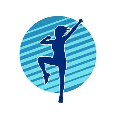 Dans eden zayıf bir kadının silueti. Dans eden bir kadının silueti.