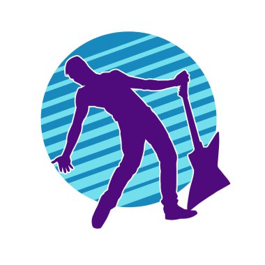 Elektro gitar çalan bir müzisyenin silueti. Bir erkek gitaristin silueti.