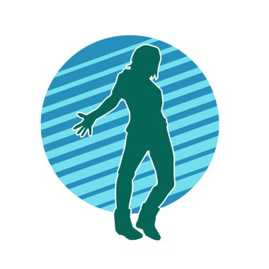 Hareket halindeki bir erkek dansçının silueti. Dans eden zayıf bir adamın silueti..