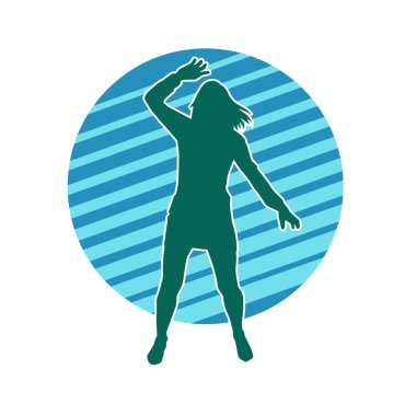 Dans eden zayıf bir kadının silueti. Dans eden bir kadının silueti.