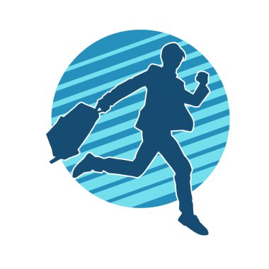 Evrak çantası taşıyan bir iş adamının silüeti.