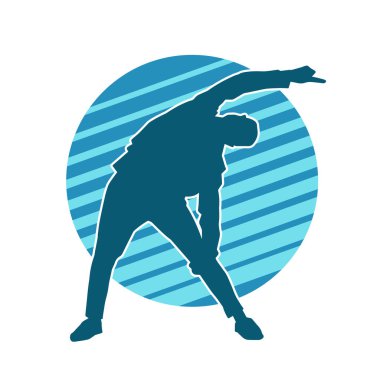 Hareket halindeki bir erkek dansçının silueti. Dans eden zayıf bir adamın silueti..