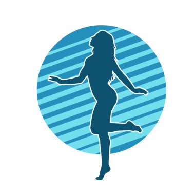 Dans eden zayıf bir kadının silueti. Dans eden bir kadının silueti.