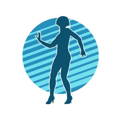 Dans eden zayıf bir kadının silueti. Dans eden bir kadının silueti.