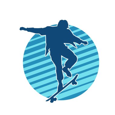 Hareket halindeki bir erkek dansçının silueti. Dans eden zayıf bir adamın silueti..