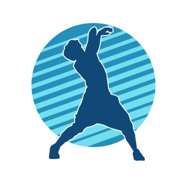 Hareket halindeki bir erkek dansçının silueti. Dans eden zayıf bir adamın silueti..