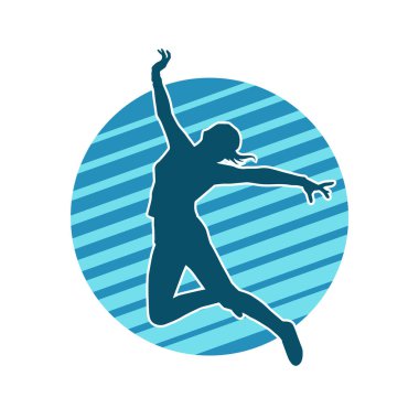 Hareketli bir kadın balerin silueti. Dans eden balerin kızın silueti..