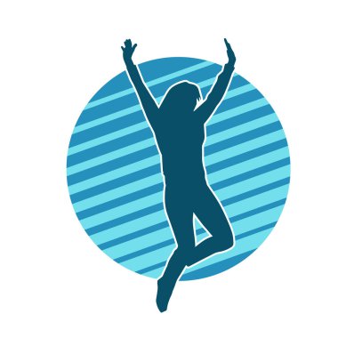 Hareketli bir kadın dansçının silueti. Dans eden zayıf bir kadının silueti..