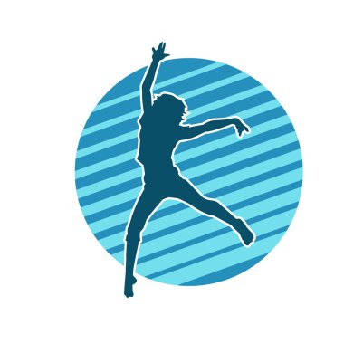 Hareketli bir kadın balerin silueti. Dans eden balerin kızın silueti..