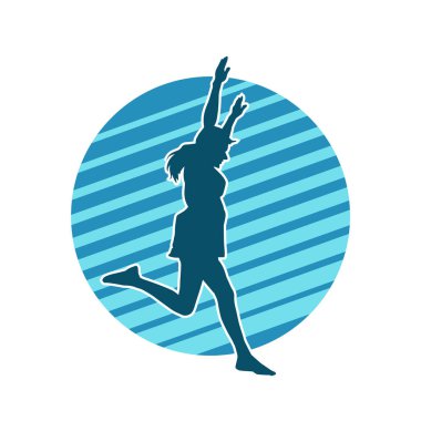 Hareketli bir kadın balerin silueti. Dans eden balerin kızın silueti..