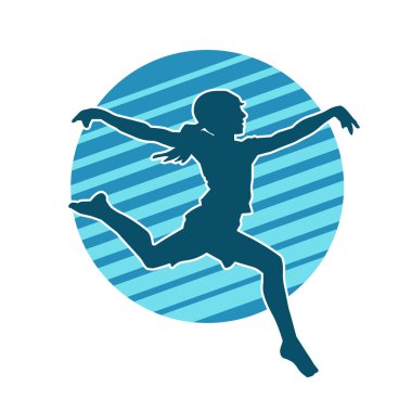 Hareketli bir kadın balerin silueti. Dans eden balerin kızın silueti..