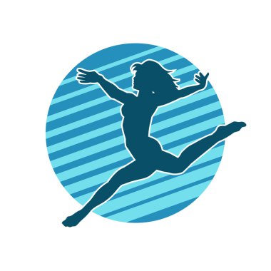 Hareketli bir kadın balerin silueti. Dans eden balerin kızın silueti..