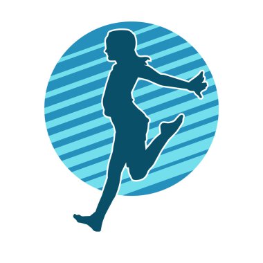 Hareketli bir kadın dansçının silueti. Dans eden zayıf bir kadının silueti..