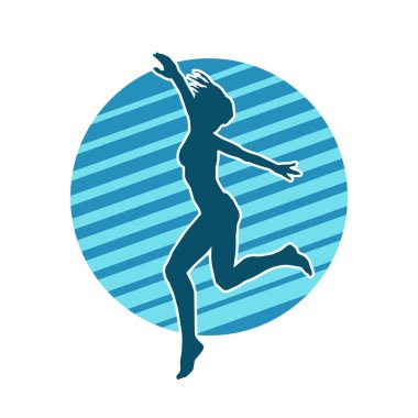 Hareketli bir kadın balerin silueti. Dans eden balerin kızın silueti..