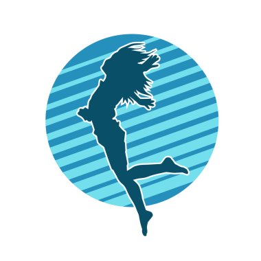 Hareketli bir kadın balerin silueti. Dans eden balerin kızın silueti..