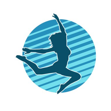 Hareketli bir kadın balerin silueti. Dans eden balerin kızın silueti..