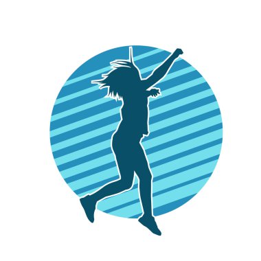 Hareketli bir kadın dansçının silueti. Dans eden zayıf bir kadının silueti..