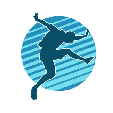 Zıplayan bir adamın silueti. Sıradan bir erkeğin silueti..