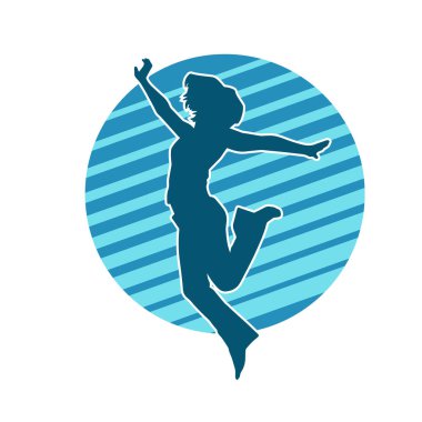 Hareketli bir kadın dansçının silueti. Dans eden zayıf bir kadının silueti..