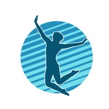 Hareketli bir kadın balerin silueti. Dans eden balerin kızın silueti..