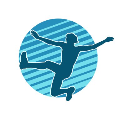 Zıplayan bir adamın silueti. Sıradan bir erkeğin silueti..