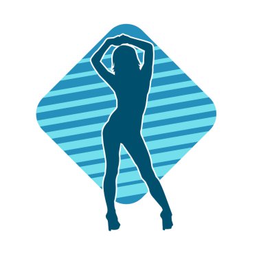 Dar kıyafetli genç, zayıf bir kadın modelin silueti. Dişi poziyonunda zayıf bir kadının silueti..