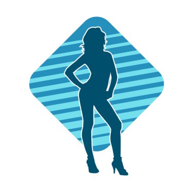 Dar kıyafetli genç, zayıf bir kadın modelin silueti. Dişi poziyonunda zayıf bir kadının silueti..