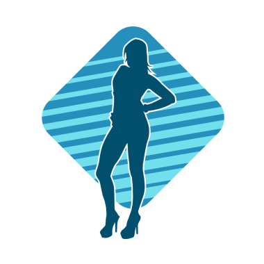 Dar kıyafetli genç, zayıf bir kadın modelin silueti. Dişi poziyonunda zayıf bir kadının silueti..