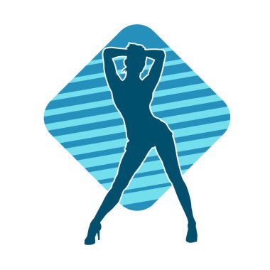 Dar kıyafetli genç, zayıf bir kadın modelin silueti. Dişi poziyonunda zayıf bir kadının silueti..