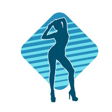 Dar kıyafetli genç, zayıf bir kadın modelin silueti. Dişi poziyonunda zayıf bir kadının silueti..