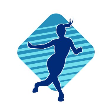 Hareketli bir kadın dansçının silueti. Dans eden zayıf bir kadının silueti..