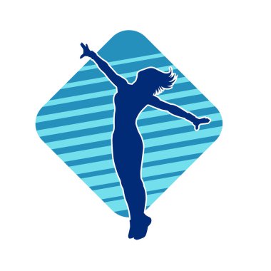 Hareketli bir kadın dansçının silueti. Dans eden zayıf bir kadının silueti..