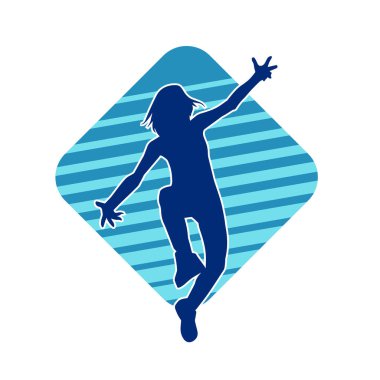 Hareketli bir kadın dansçının silueti. Dans eden zayıf bir kadının silueti..