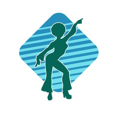 Hareketli bir kadın dansçının silueti. Dans eden zayıf bir kadının silueti..