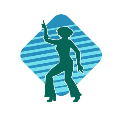 Hareketli bir kadın dansçının silueti. Dans eden zayıf bir kadının silueti..